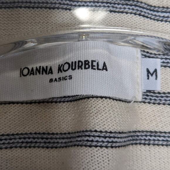 Ioanna Kourbela Ivory Striped Open Front Waterfall Cardigan Size M - Picture 2 of 7